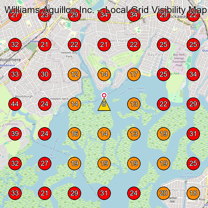 Williams Aguillon Inc. GeoGrid visibility map for Roofing Contractor in Inwood